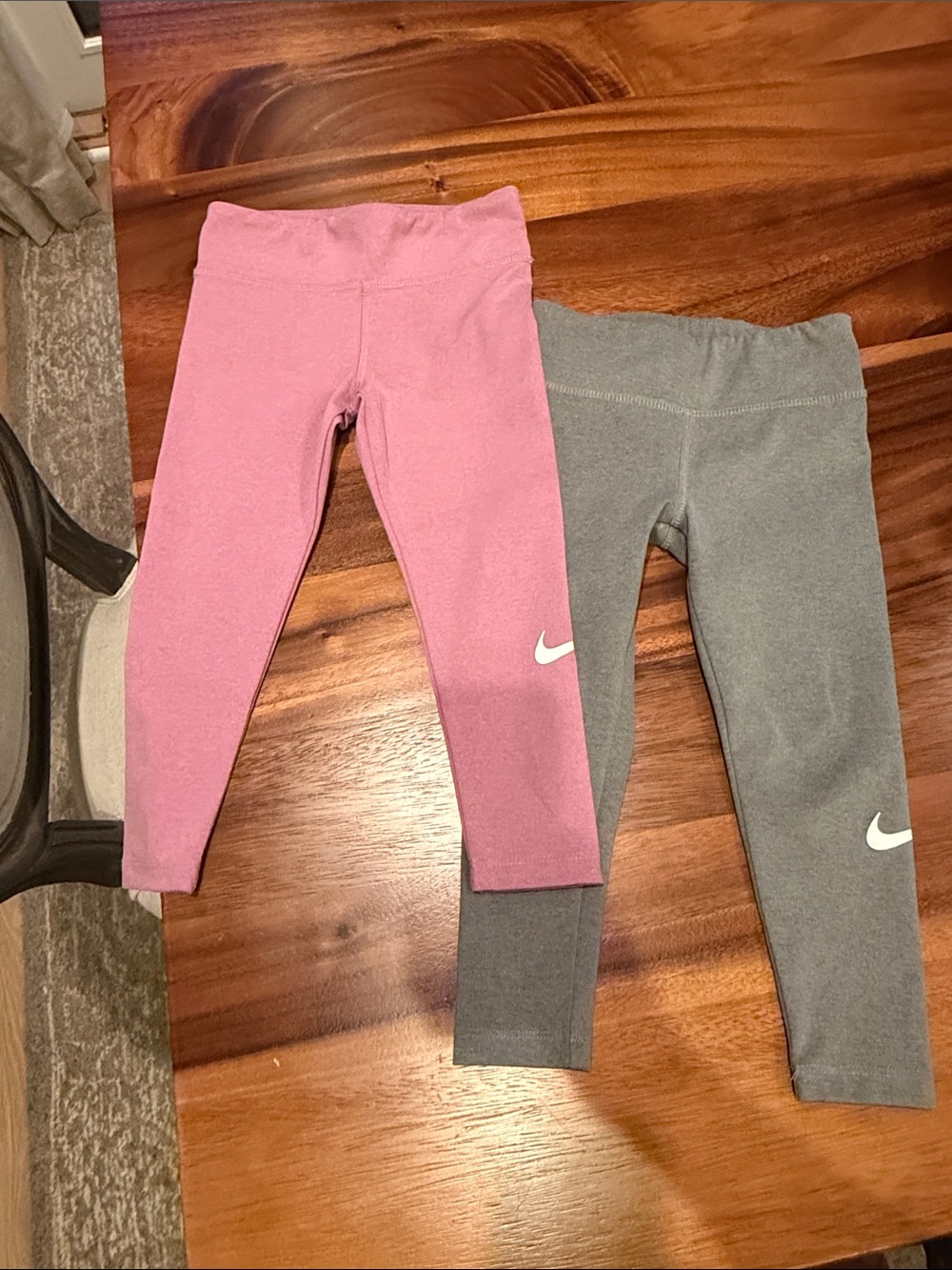 Nike Girls' Pink and Gray Leggings - 2-Pack 4T XS